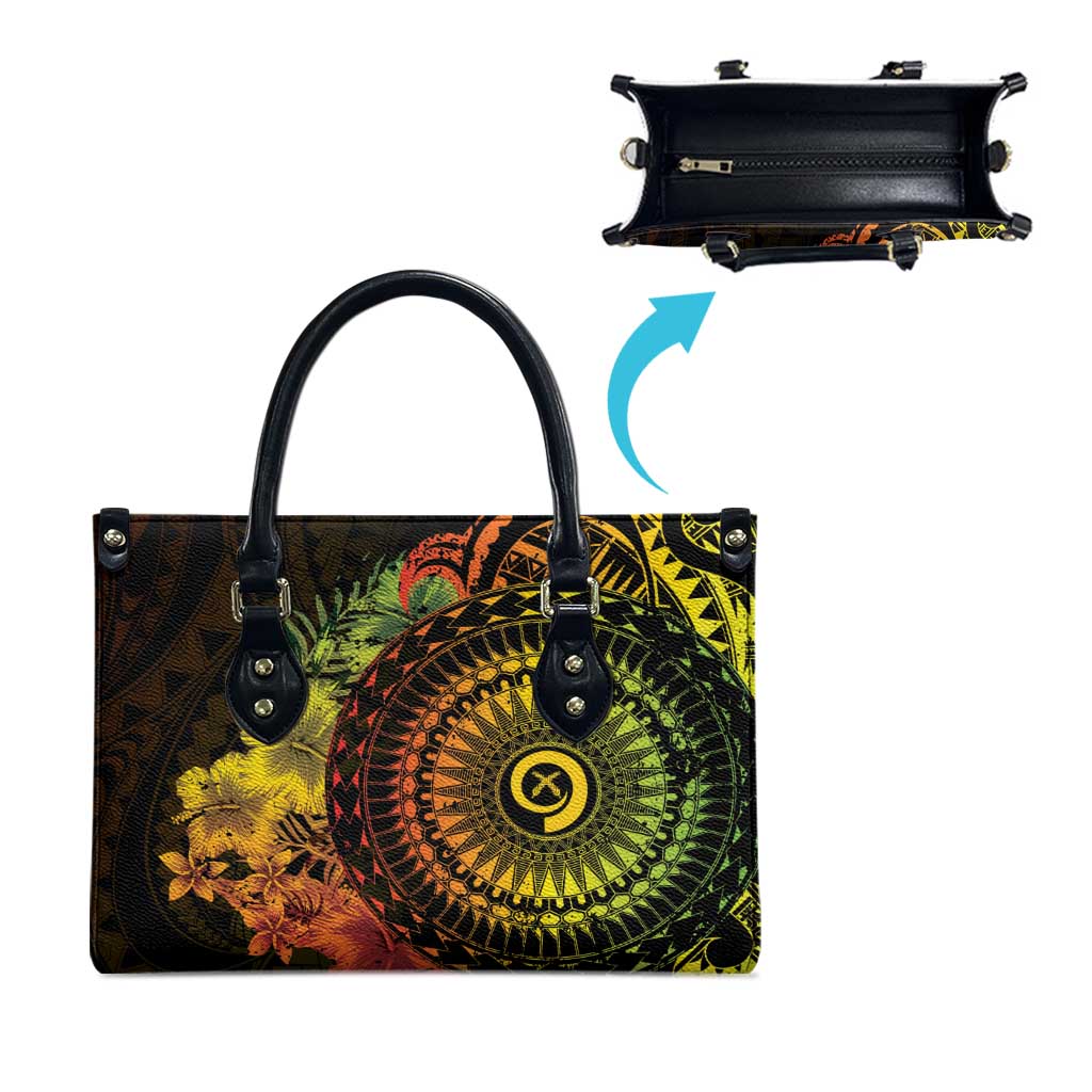 Vanuatu Leather Bag Hibisus Polynesian Pattern Reggae LT14 - Polynesian Pride
