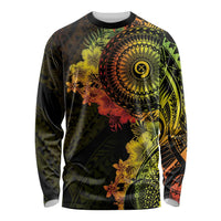 Vanuatu Long Sleeve Shirt Hibisus Polynesian Pattern Reggae - Polynesian Pride