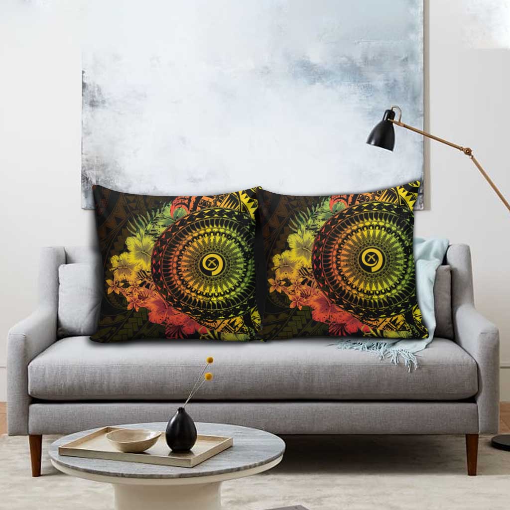 Vanuatu Pillow Cover Hibisus Polynesian Pattern Reggae - Polynesian Pride