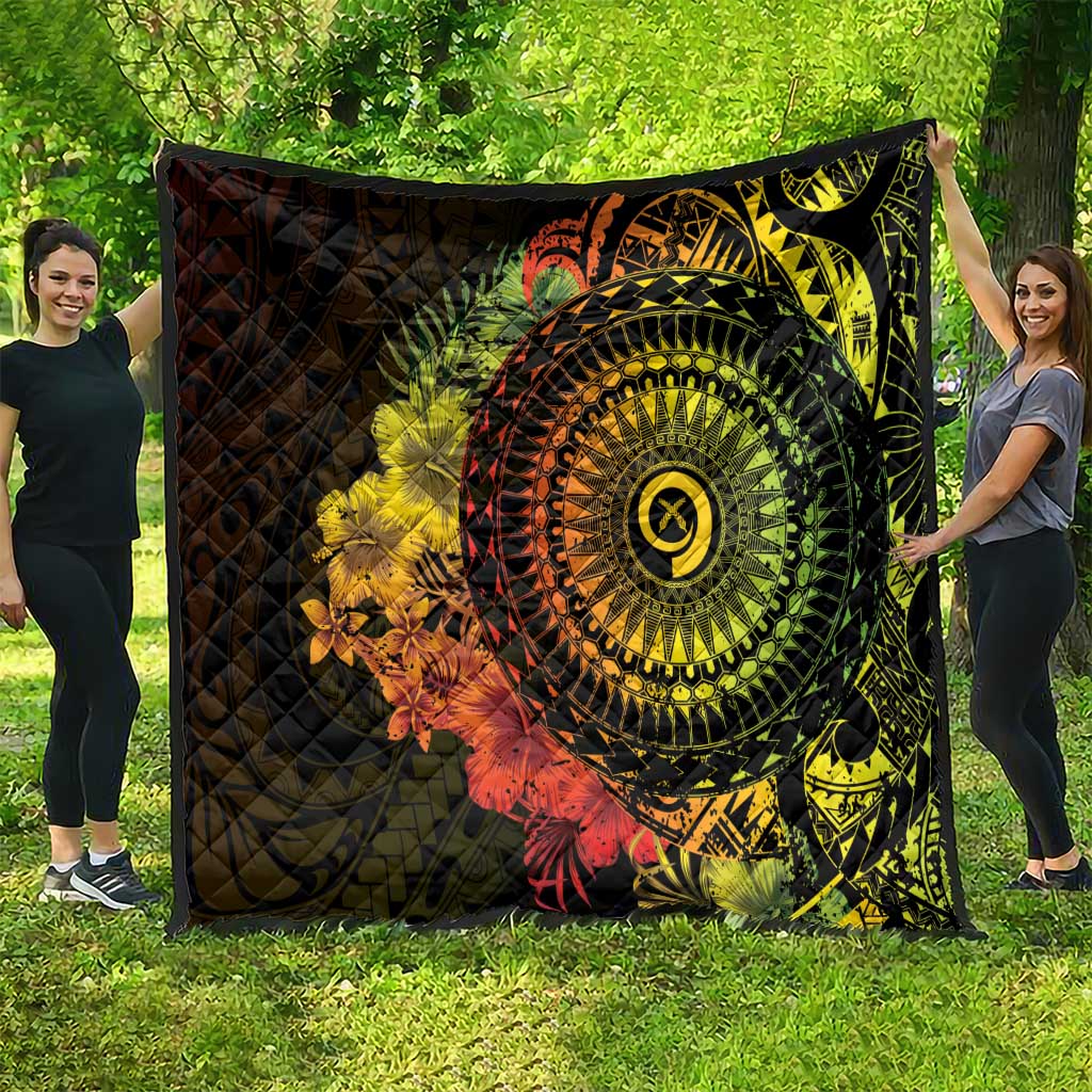 Vanuatu Quilt Hibisus Polynesian Pattern Reggae - Polynesian Pride