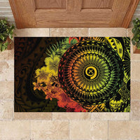 Vanuatu Rubber Doormat Hibisus Polynesian Pattern Reggae - Polynesian Pride