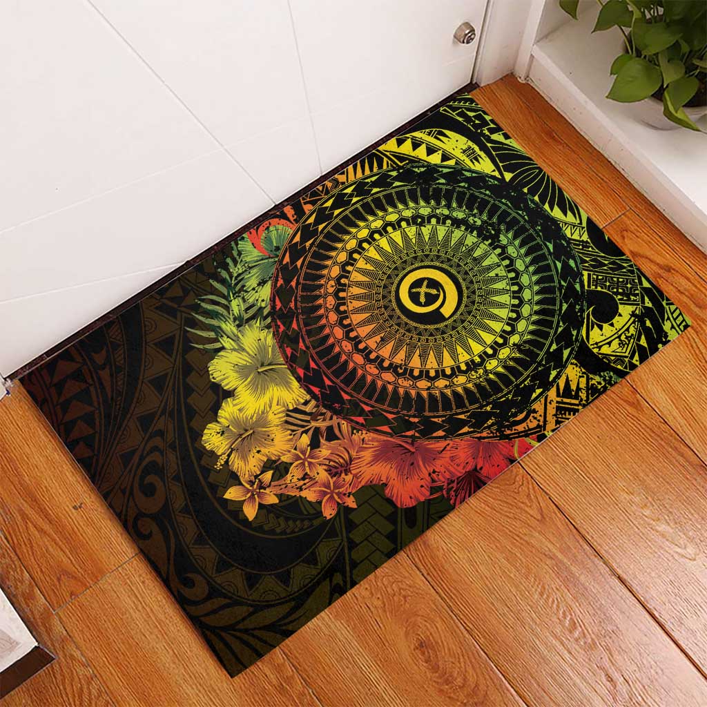 Vanuatu Rubber Doormat Hibisus Polynesian Pattern Reggae - Polynesian Pride