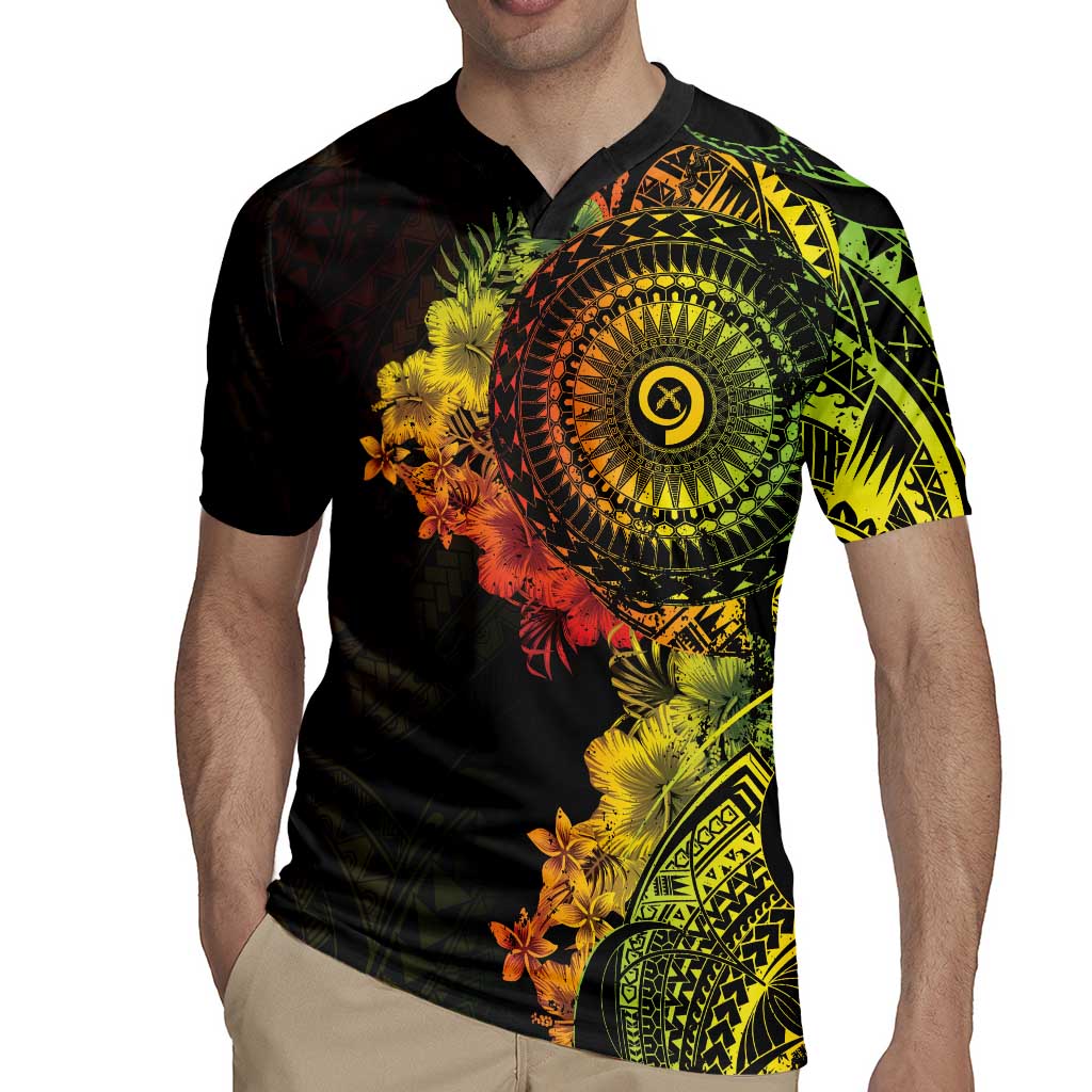 Vanuatu Rugby Jersey Hibisus Polynesian Pattern Reggae - Polynesian Pride