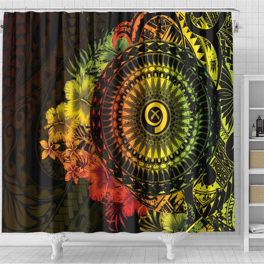 Vanuatu Shower Curtain Hibisus Polynesian Pattern Reggae - Polynesian Pride