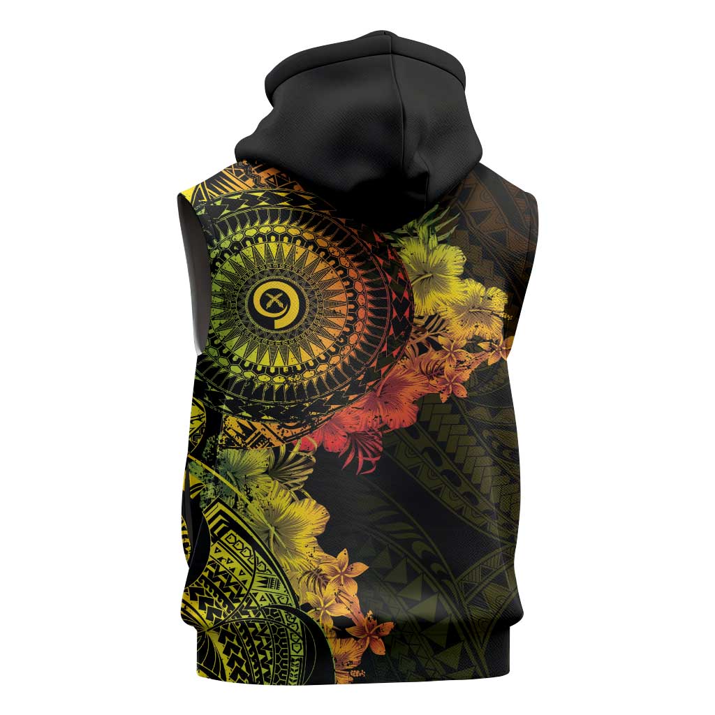 Vanuatu Sleeveless Hoodie Hibisus Polynesian Pattern Reggae LT14 - Polynesian Pride