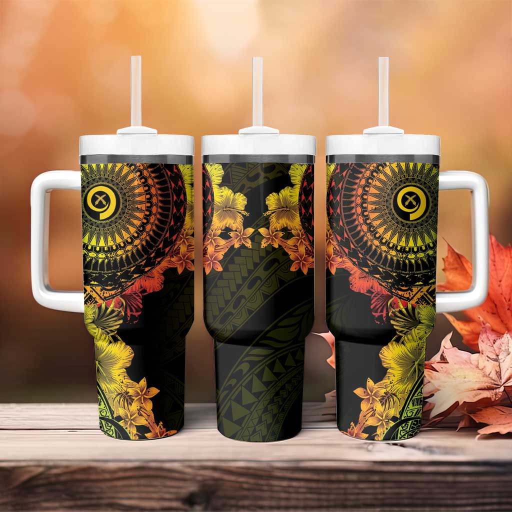 Vanuatu Tumbler With Handle Hibisus Polynesian Pattern Reggae - Polynesian Pride