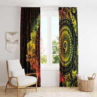 Vanuatu Window Curtain Hibisus Polynesian Pattern Reggae - Polynesian Pride