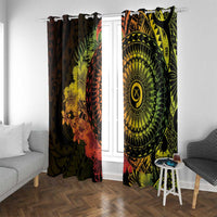 Vanuatu Window Curtain Hibisus Polynesian Pattern Reggae - Polynesian Pride