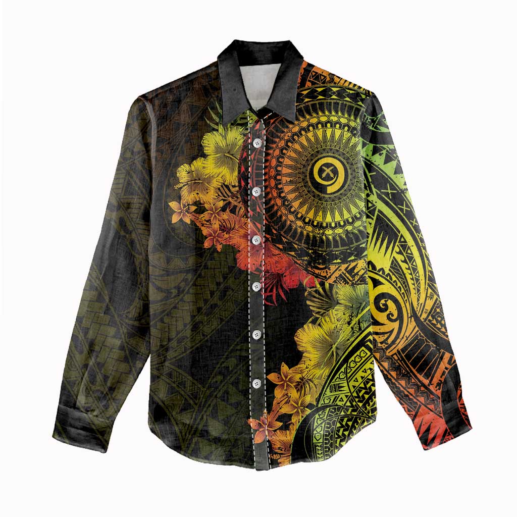 Vanuatu Women Casual Shirt Hibisus Polynesian Pattern Reggae - Polynesian Pride