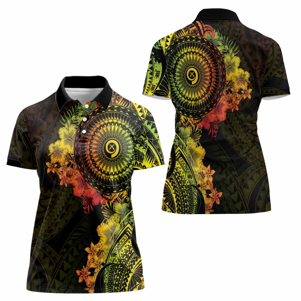 Vanuatu Women Polo Shirt Hibisus Polynesian Pattern Reggae - Polynesian Pride