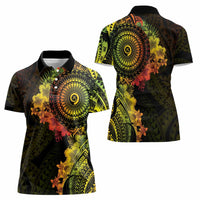 Vanuatu Women Polo Shirt Hibisus Polynesian Pattern Reggae - Polynesian Pride