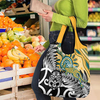 New Zealand Australia Rugby Grocery Bag Wallabies Aboriginal All Black Maori Tiki Together - Polynesian Pride