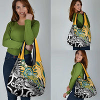 New Zealand Australia Rugby Grocery Bag Wallabies Aboriginal All Black Maori Tiki Together - Polynesian Pride