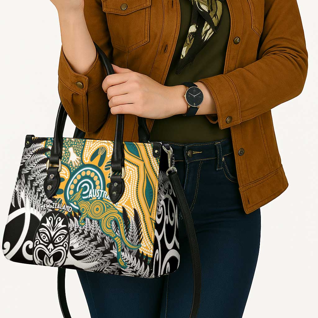 New Zealand Australia Rugby Leather Bag Wallabies Aboriginal All Black Maori Tiki Together - Polynesian Pride