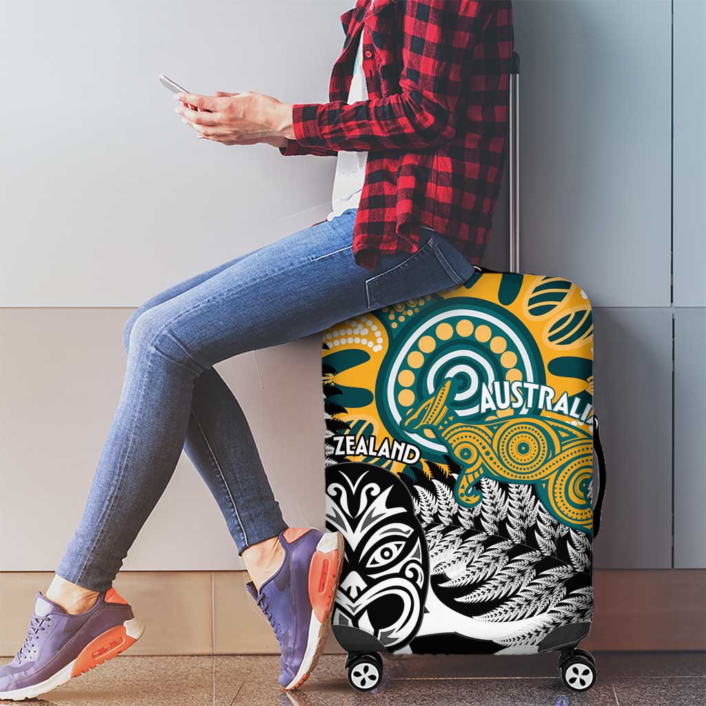 New Zealand Australia Rugby Luggage Cover Wallabies Aboriginal All Black Maori Tiki Together - Polynesian Pride