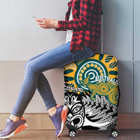 New Zealand Australia Rugby Luggage Cover Wallabies Aboriginal All Black Maori Tiki Together - Polynesian Pride