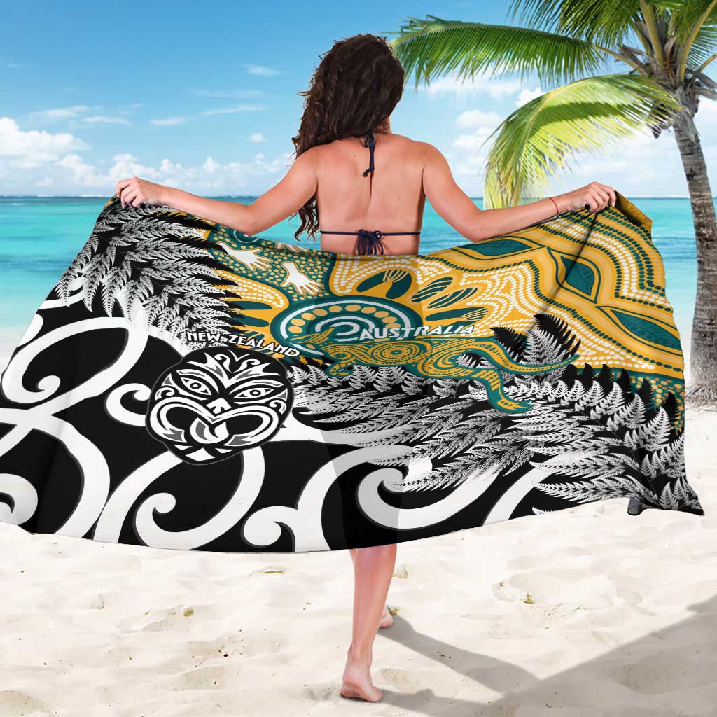 New Zealand Australia Rugby Sarong Wallabies Aboriginal All Black Maori Tiki Together - Polynesian Pride