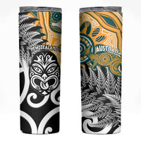New Zealand Australia Rugby Skinny Tumbler Wallabies Aboriginal All Black Maori Tiki Together - Polynesian Pride