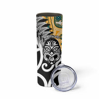New Zealand Australia Rugby Skinny Tumbler Wallabies Aboriginal All Black Maori Tiki Together - Polynesian Pride