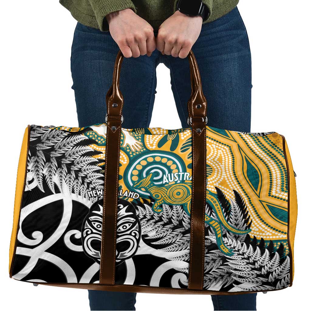 New Zealand Australia Rugby Travel Bag Wallabies Aboriginal All Black Maori Tiki Together - Polynesian Pride