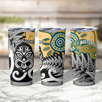 New Zealand Australia Rugby Tumbler Cup Wallabies Aboriginal All Black Maori Tiki Together - Polynesian Pride