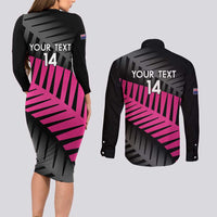 New Zealand Silver Fern Rugby Custom Couples Matching Long Sleeve Bodycon Dress and Long Sleeve Button Shirt 2025 All Black Go Champions - Polynesian Pride