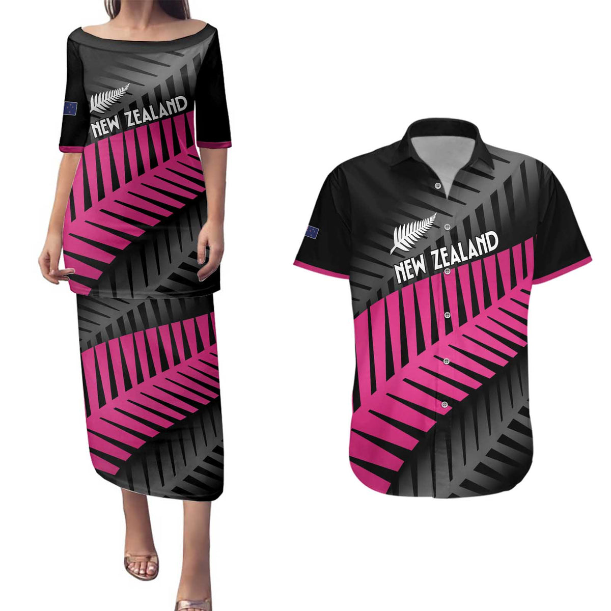 New Zealand Silver Fern Rugby Custom Couples Matching Puletasi and Hawaiian Shirt 2025 All Black Go Champions - Polynesian Pride