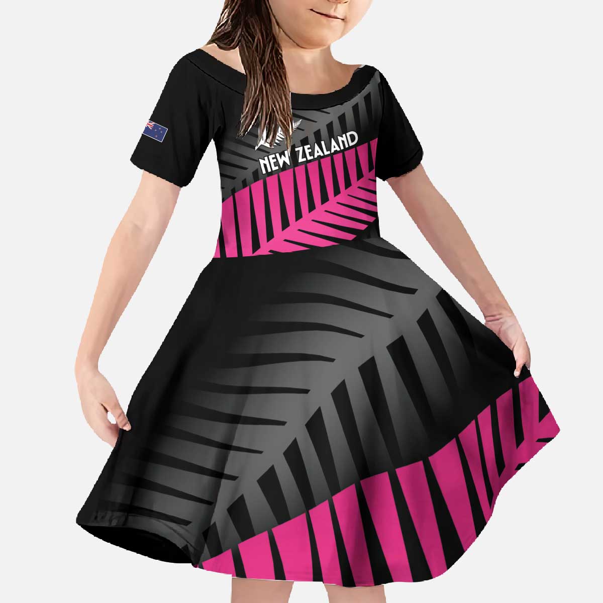 New Zealand Silver Fern Rugby Custom Family Matching Off The Shoulder Long Sleeve Dress and Hawaiian Shirt 2025 All Black Go Champions - Polynesian Pride