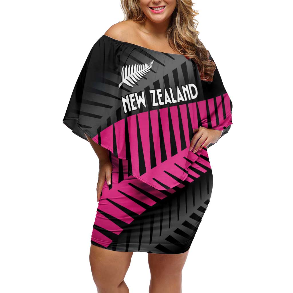 New Zealand Silver Fern Rugby Custom Family Matching Off Shoulder Short Dress and Hawaiian Shirt 2025 All Black Go Champions - Polynesian Pride