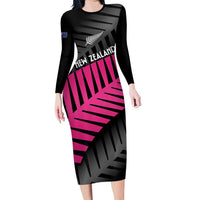 New Zealand Silver Fern Rugby Custom Long Sleeve Bodycon Dress 2025 All Black Go Champions - Polynesian Pride