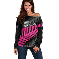 New Zealand Silver Fern Rugby Custom Off Shoulder Sweater 2025 All Black Go Champions - Polynesian Pride