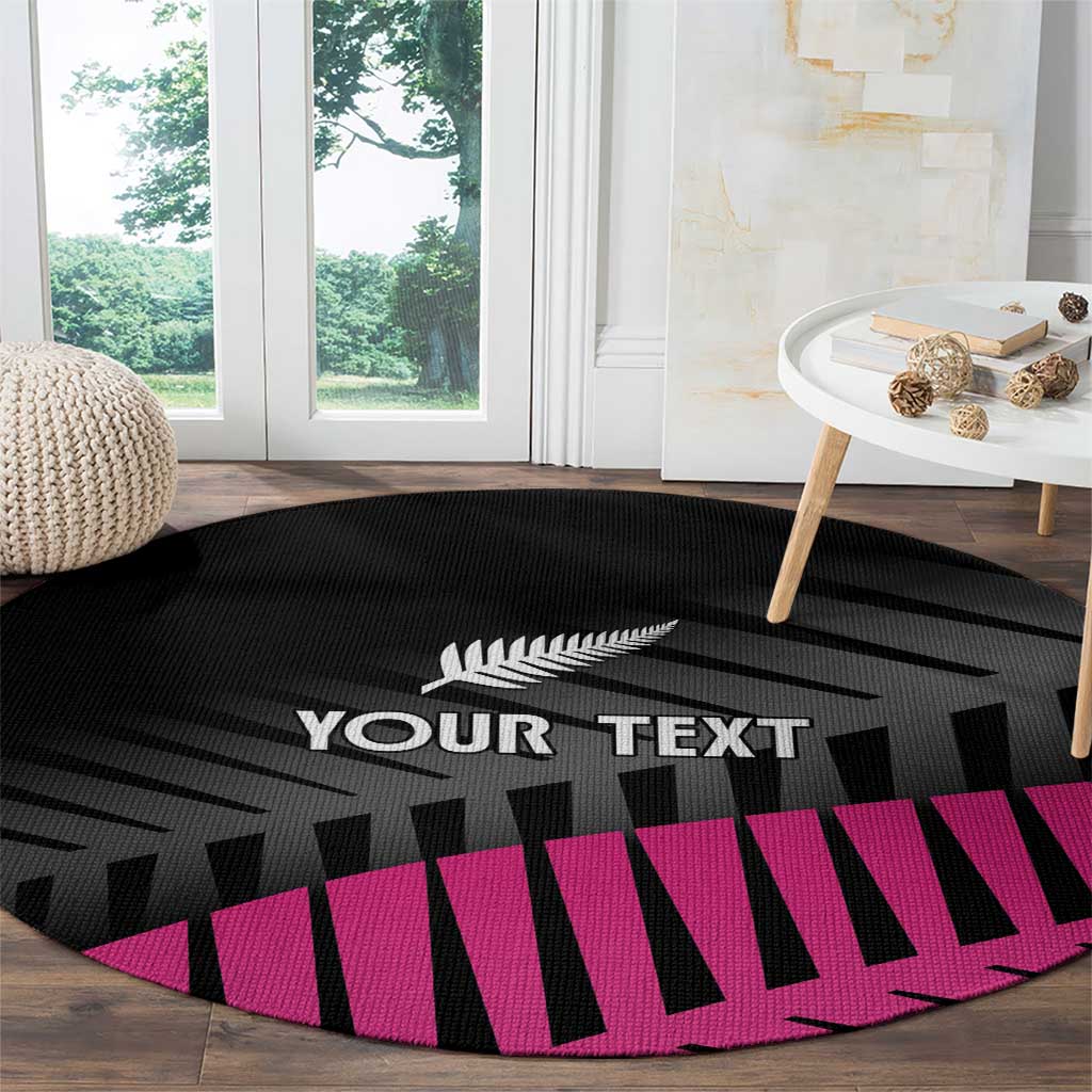 New Zealand Silver Fern Rugby Custom Round Carpet 2025 All Black Go Champions - Polynesian Pride