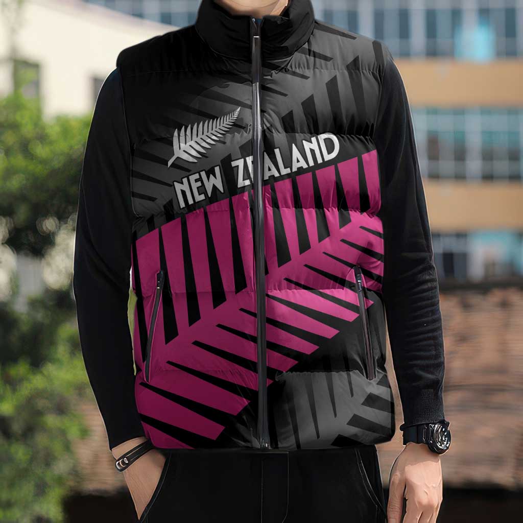 New Zealand Silver Fern Rugby Custom Sleeveless Puffer Jacket 2025 All Black Go Champions - Polynesian Pride