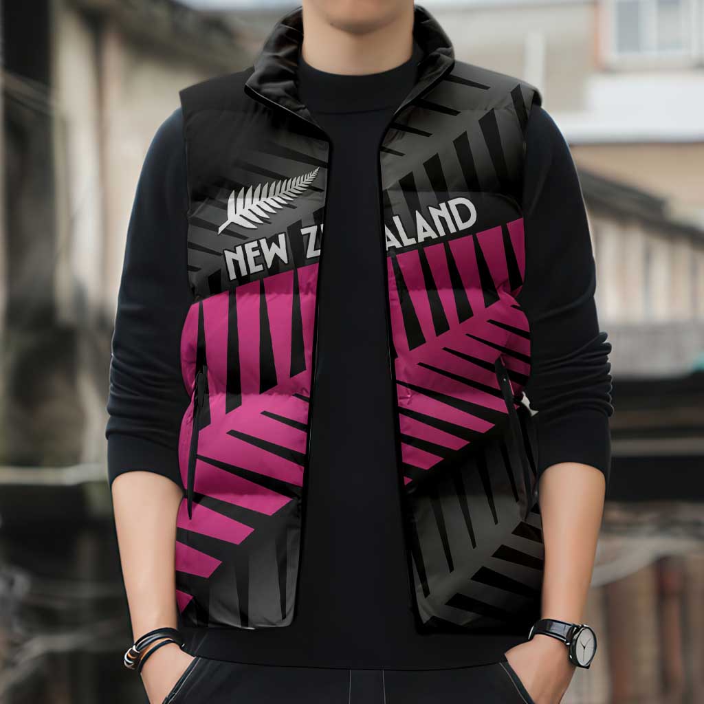 New Zealand Silver Fern Rugby Custom Sleeveless Puffer Jacket 2025 All Black Go Champions - Polynesian Pride
