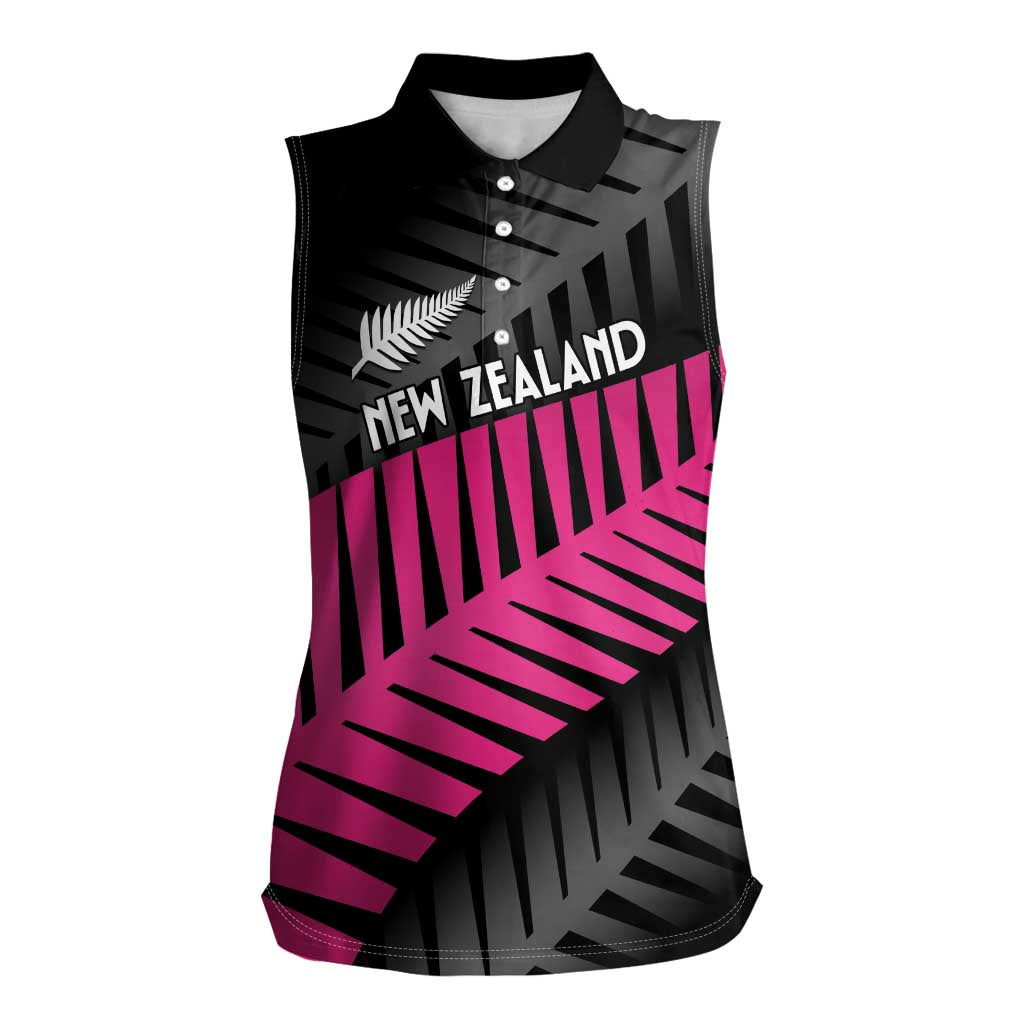 New Zealand Silver Fern Rugby Custom Women Sleeveless Polo Shirt 2025 All Black Go Champions - Polynesian Pride
