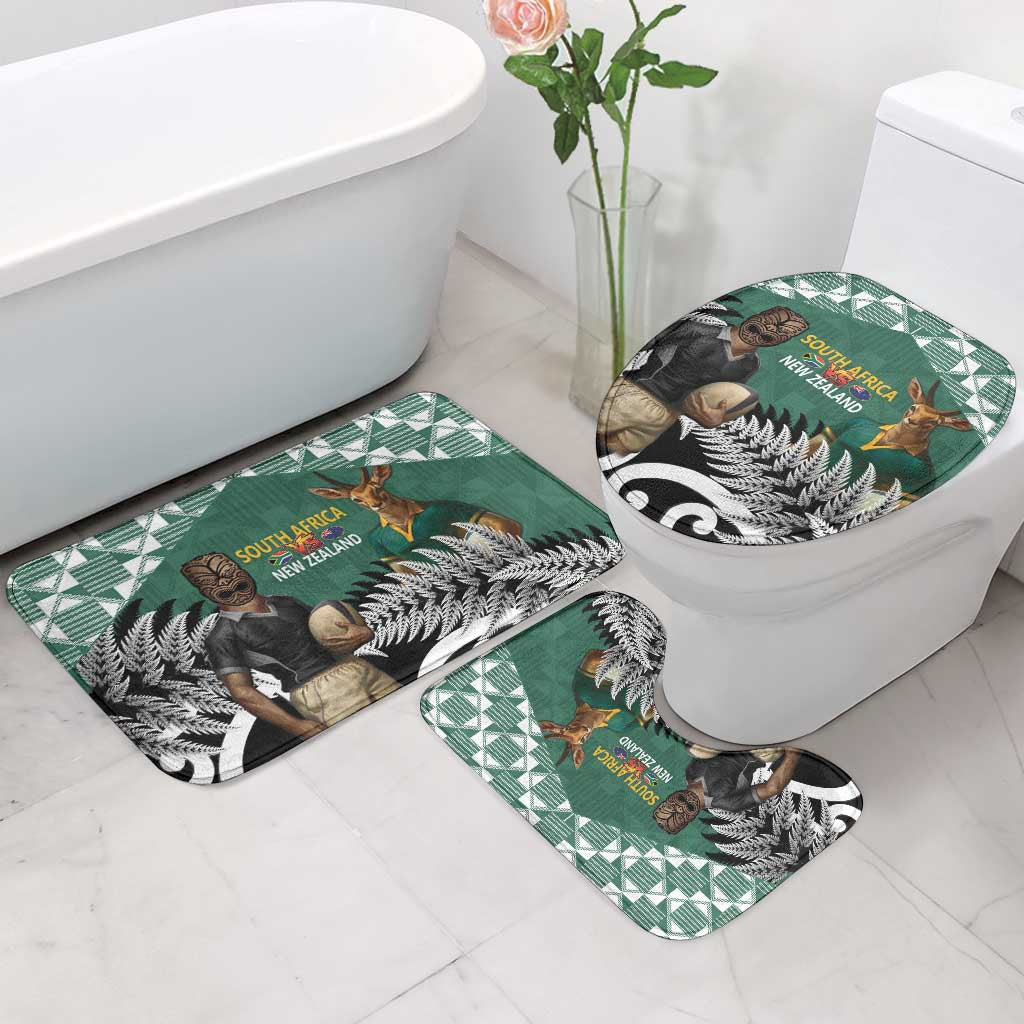 New Zealand South Africa Rugby Bathroom Set Springboks Kente All Black Maori Together - Polynesian Pride