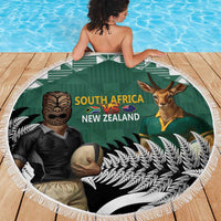 New Zealand South Africa Rugby Beach Blanket Springboks Kente All Black Maori Together - Polynesian Pride