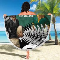 New Zealand South Africa Rugby Beach Blanket Springboks Kente All Black Maori Together - Polynesian Pride