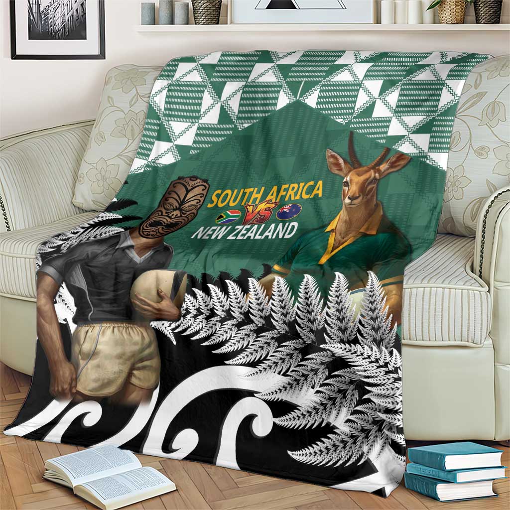 New Zealand South Africa Rugby Blanket Springboks Kente All Black Maori Together - Polynesian Pride