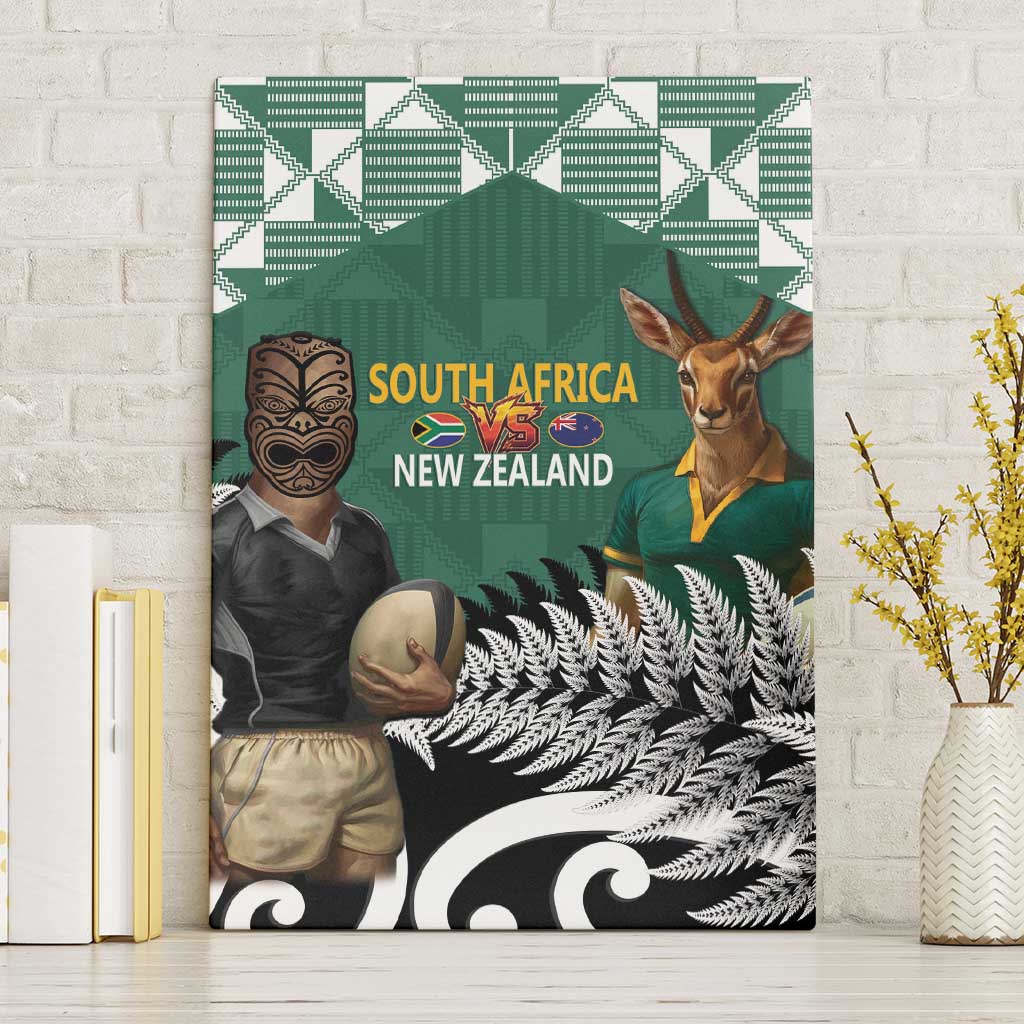 New Zealand South Africa Rugby Canvas Wall Art Springboks Kente All Black Maori Together - Polynesian Pride