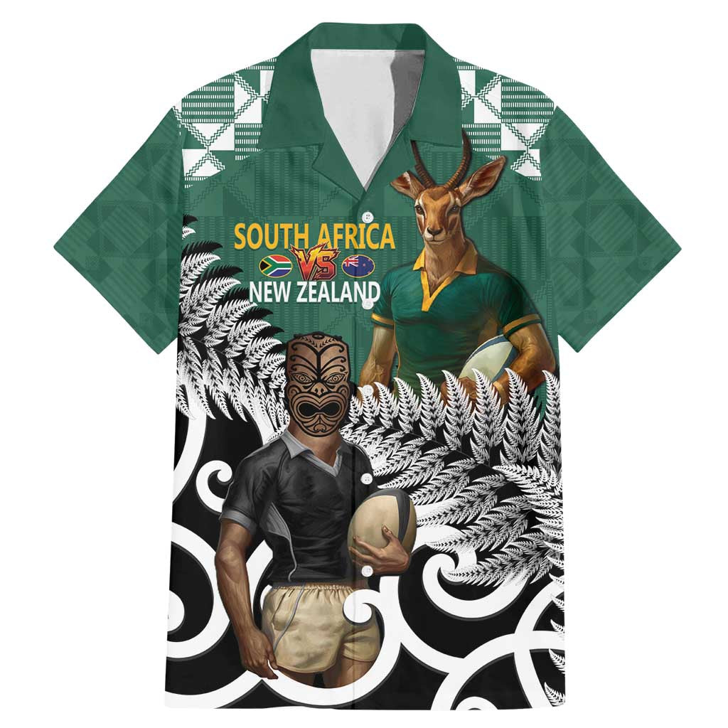 New Zealand South Africa Rugby Custom Family Matching Mermaid Dress and Hawaiian Shirt Springboks Kente All Black Maori Together - Polynesian Pride