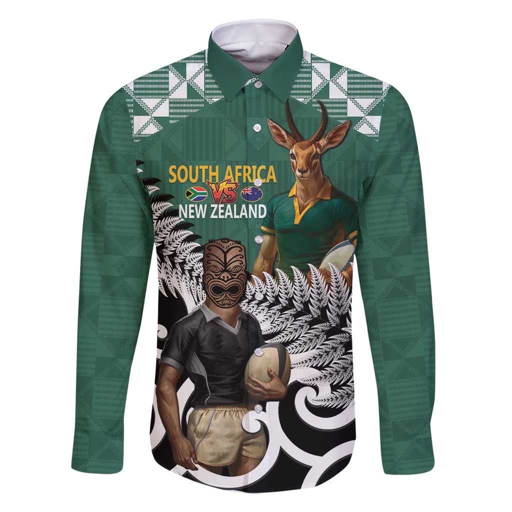 New Zealand South Africa Rugby Custom Family Matching Mermaid Dress and Hawaiian Shirt Springboks Kente All Black Maori Together - Polynesian Pride