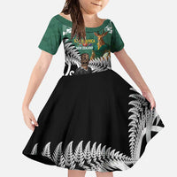New Zealand South Africa Rugby Custom Family Matching Off Shoulder Maxi Dress and Hawaiian Shirt Springboks Kente All Black Maori Together - Polynesian Pride