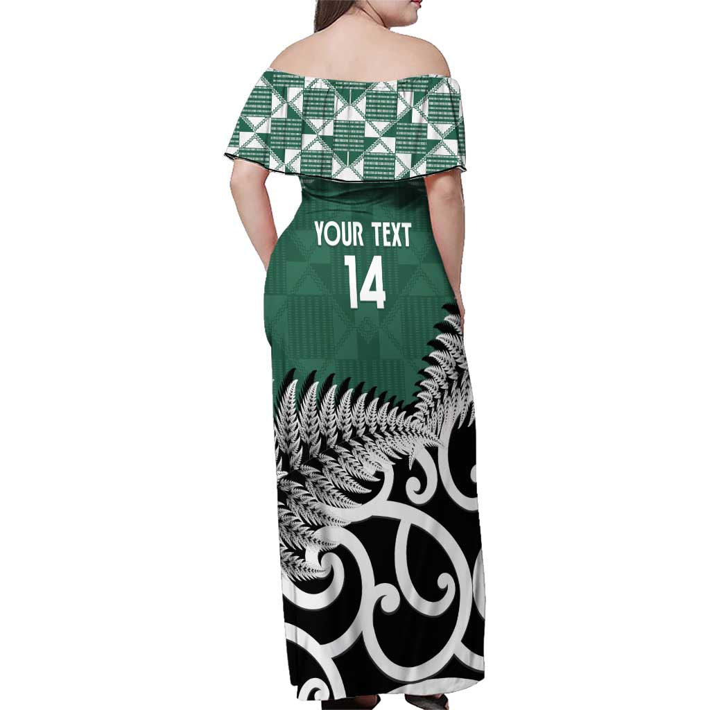 New Zealand South Africa Rugby Custom Family Matching Off Shoulder Maxi Dress and Hawaiian Shirt Springboks Kente All Black Maori Together - Polynesian Pride