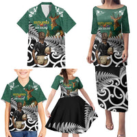 New Zealand South Africa Rugby Custom Family Matching Puletasi and Hawaiian Shirt Springboks Kente All Black Maori Together - Polynesian Pride