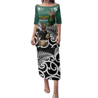 New Zealand South Africa Rugby Custom Family Matching Puletasi and Hawaiian Shirt Springboks Kente All Black Maori Together - Polynesian Pride