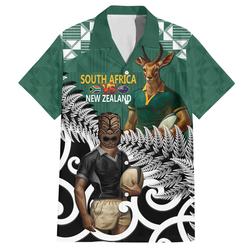 New Zealand South Africa Rugby Custom Family Matching Summer Maxi Dress and Hawaiian Shirt Springboks Kente All Black Maori Together - Polynesian Pride