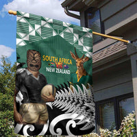 New Zealand South Africa Rugby Garden Flag Springboks Kente All Black Maori Together - Polynesian Pride