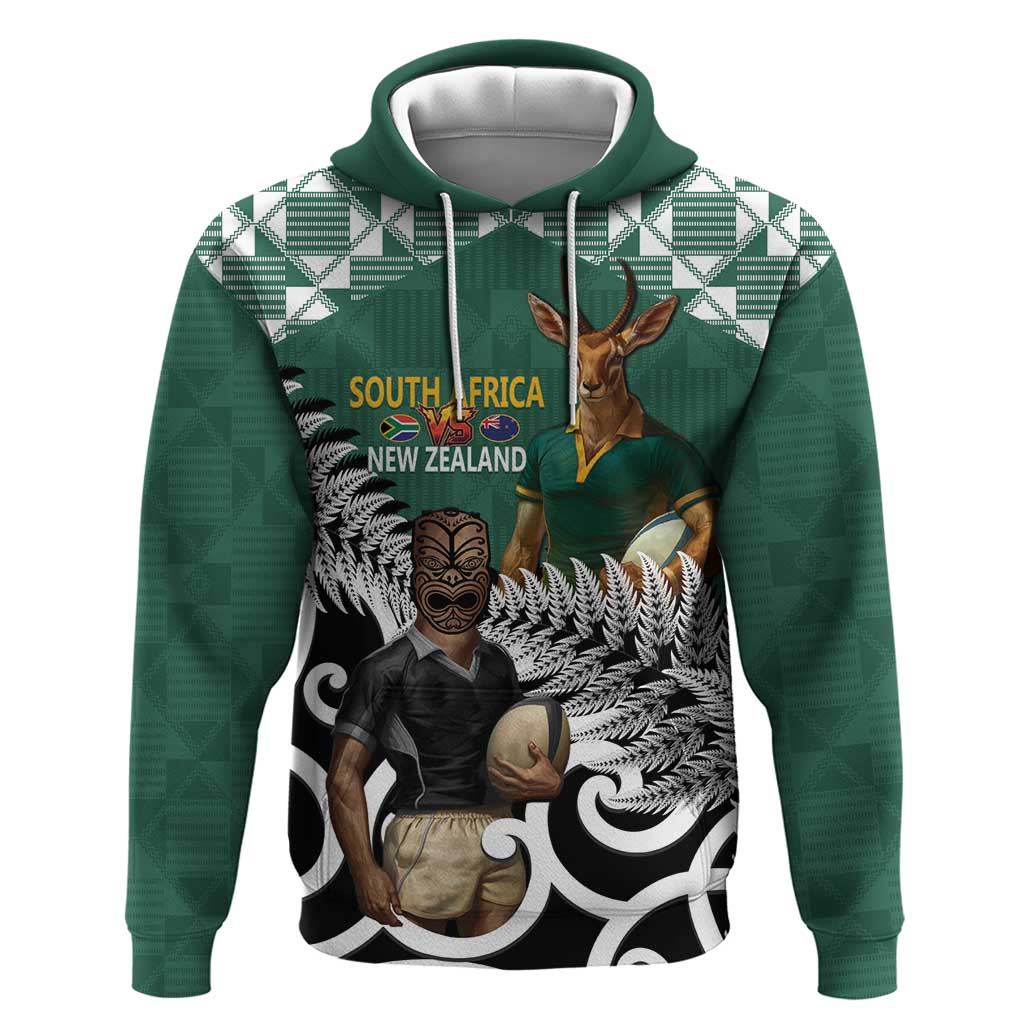 New Zealand South Africa Rugby Custom Hoodie Springboks Kente All Black Maori Together - Polynesian Pride