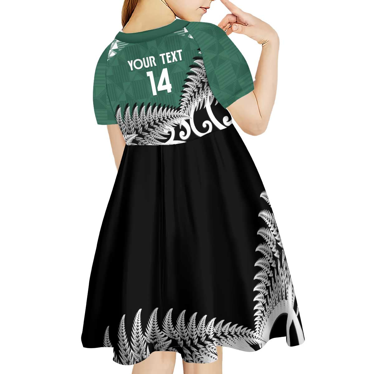 New Zealand South Africa Rugby Custom Kid Short Sleeve Dress Springboks Kente All Black Maori Together - Polynesian Pride